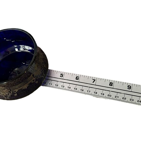 Stephens Portugal Cobalt Blue & Gold Lead Crystal Dish Tableware Decor Bowl 4" - Picture 7 of 9